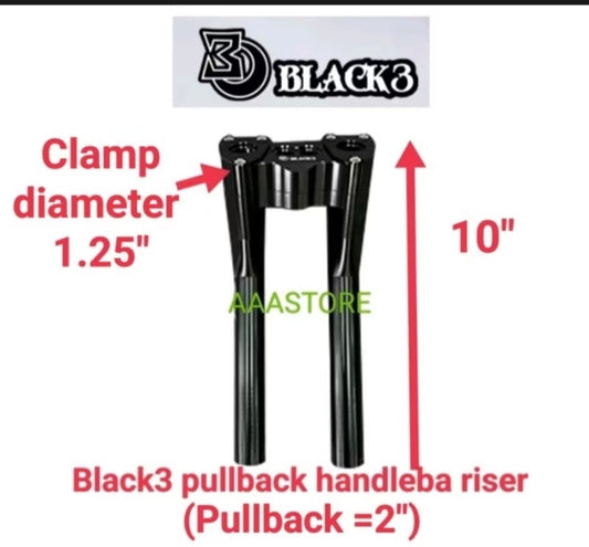 Harley Davidson-Black 3 Pullback Handlebar Riser (for Softail M8)