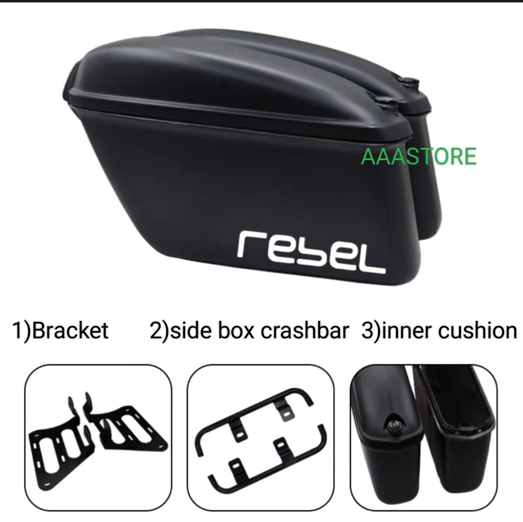 HONDA REBEL 500 SIDE BOX WITH SUPPORT BRACKET