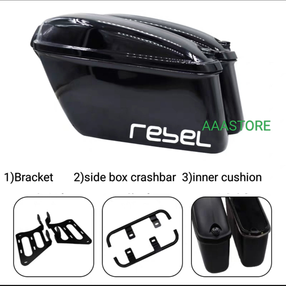 HONDA REBEL 500 SIDE BOX WITH SUPPORT BRACKET